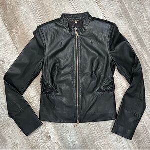 Marciano Faux Leather and Lace Biker Jacket